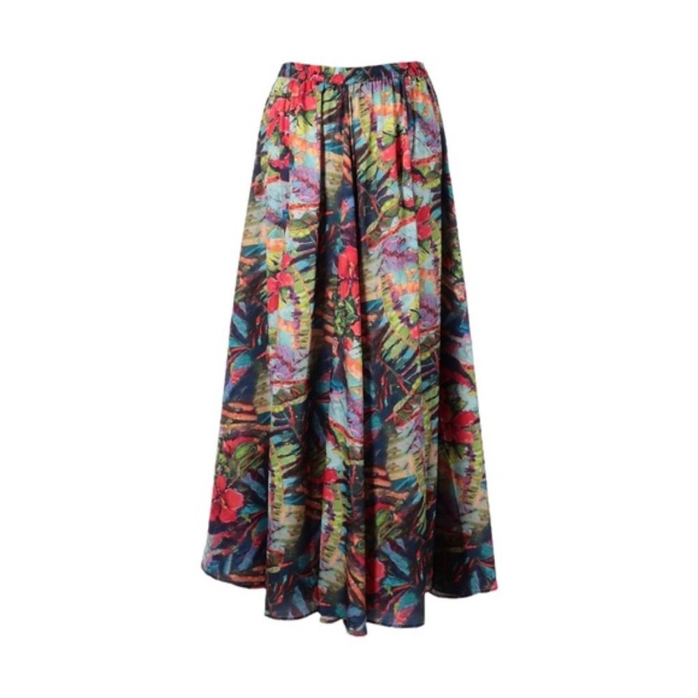 Christian Siriano New York Tropical Colorful Watercolor Maxi Skirt - Small